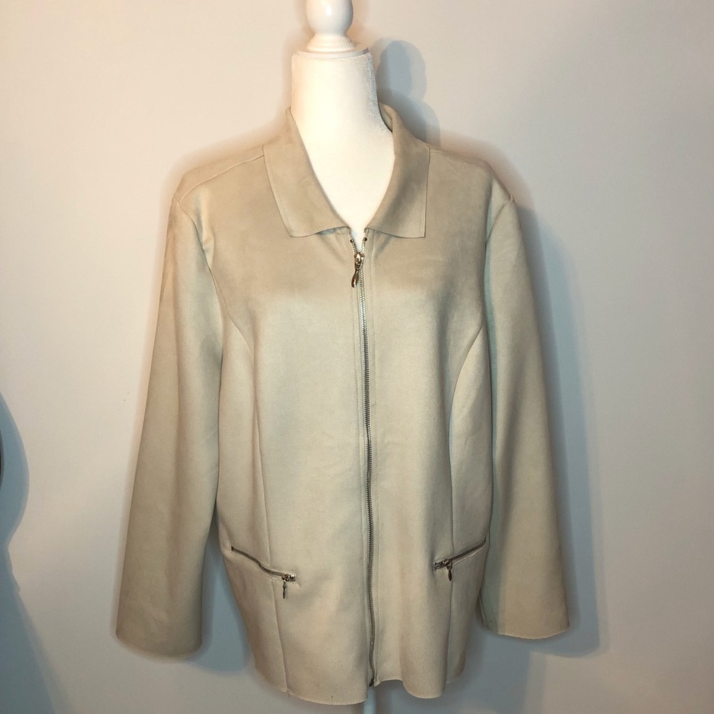Chico’s Cream Faux Suede Jacket XL Size 3